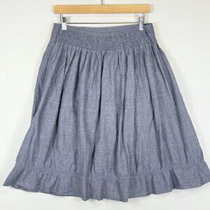 Studio West Blue Grey Cotton Flared Pants Pullover Knee Length Backless Dress